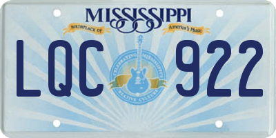 MS license plate LQC922