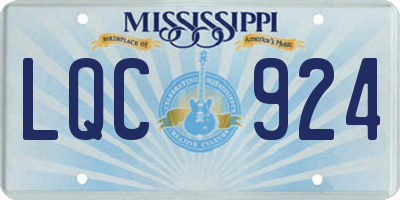 MS license plate LQC924