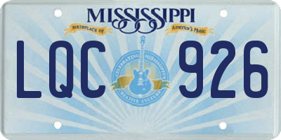 MS license plate LQC926