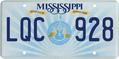 MS license plate LQC928