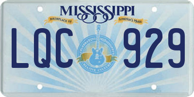 MS license plate LQC929