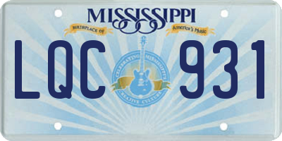 MS license plate LQC931