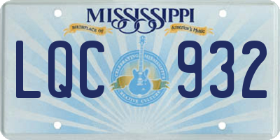 MS license plate LQC932
