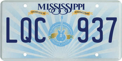 MS license plate LQC937