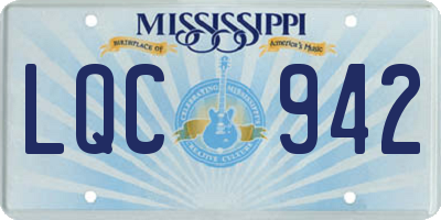 MS license plate LQC942