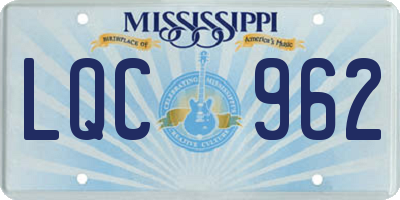 MS license plate LQC962