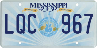 MS license plate LQC967