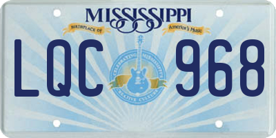 MS license plate LQC968