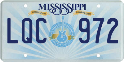 MS license plate LQC972
