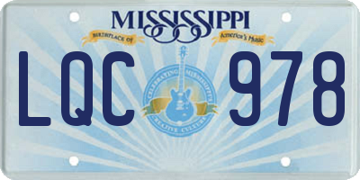 MS license plate LQC978