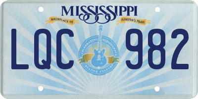 MS license plate LQC982