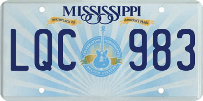 MS license plate LQC983
