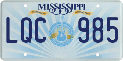 MS license plate LQC985