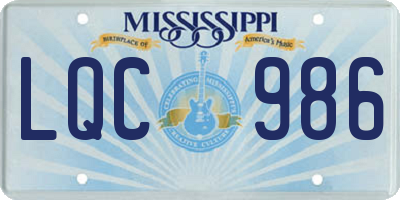 MS license plate LQC986