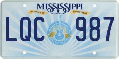 MS license plate LQC987