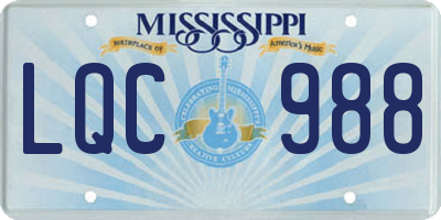 MS license plate LQC988