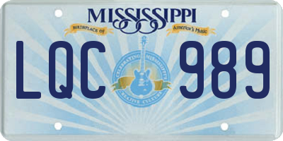 MS license plate LQC989