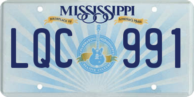 MS license plate LQC991