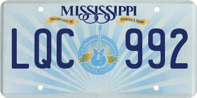 MS license plate LQC992