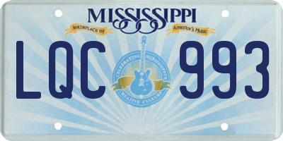 MS license plate LQC993