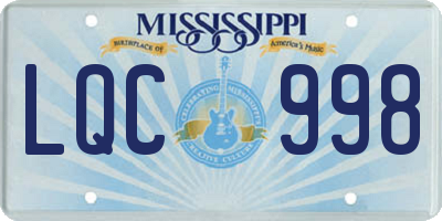 MS license plate LQC998