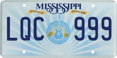 MS license plate LQC999