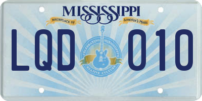 MS license plate LQD010
