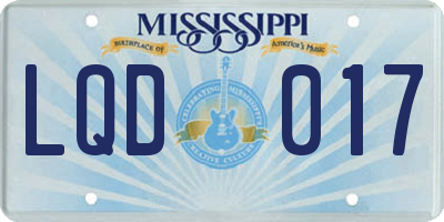 MS license plate LQD017