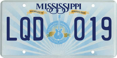 MS license plate LQD019