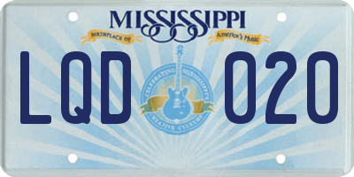 MS license plate LQD020