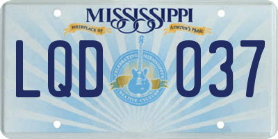 MS license plate LQD037