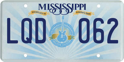 MS license plate LQD062