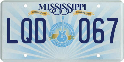 MS license plate LQD067