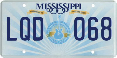 MS license plate LQD068