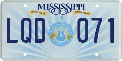 MS license plate LQD071