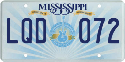 MS license plate LQD072
