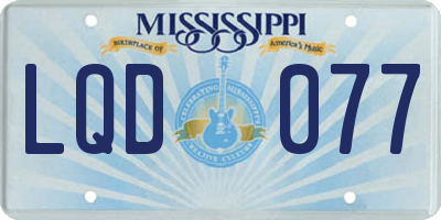 MS license plate LQD077