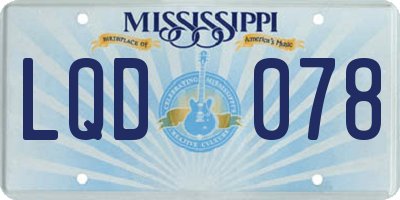 MS license plate LQD078