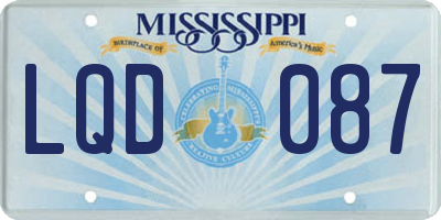 MS license plate LQD087