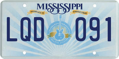 MS license plate LQD091