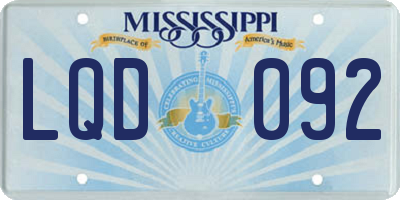 MS license plate LQD092