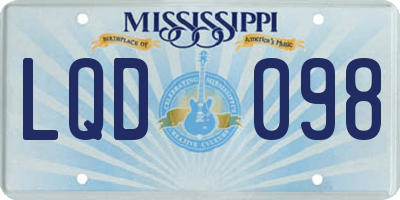 MS license plate LQD098