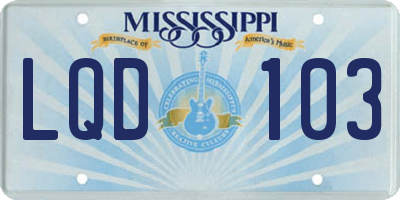 MS license plate LQD103