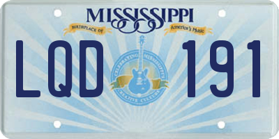 MS license plate LQD191