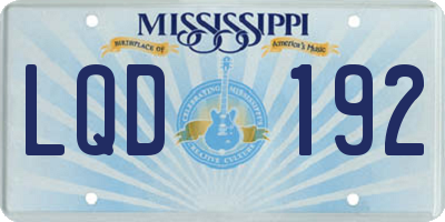 MS license plate LQD192