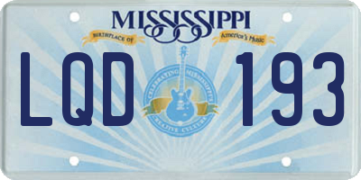MS license plate LQD193