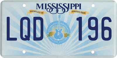 MS license plate LQD196