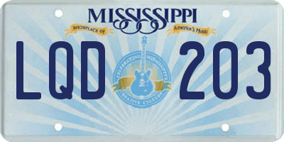 MS license plate LQD203