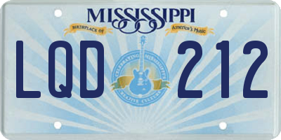 MS license plate LQD212
