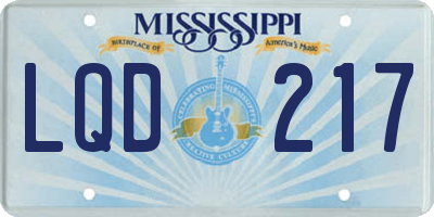 MS license plate LQD217